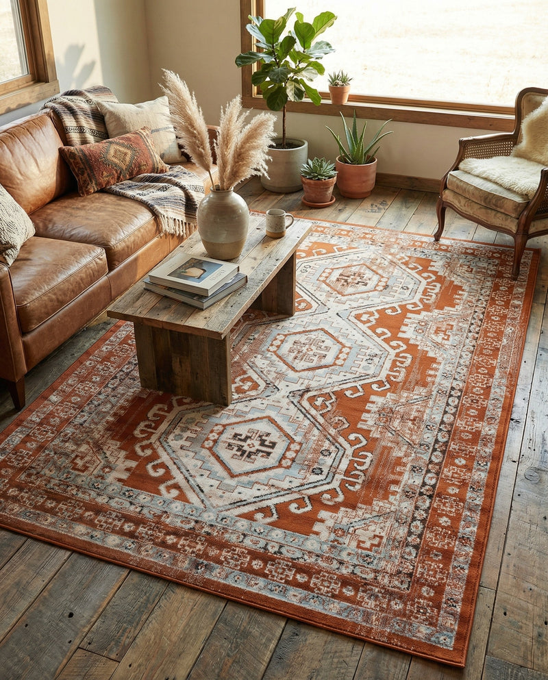 Savannah Elegance Collection Area Rug -  Tybee (Terracotta) Rectangle Terracotta  lifestyle 7