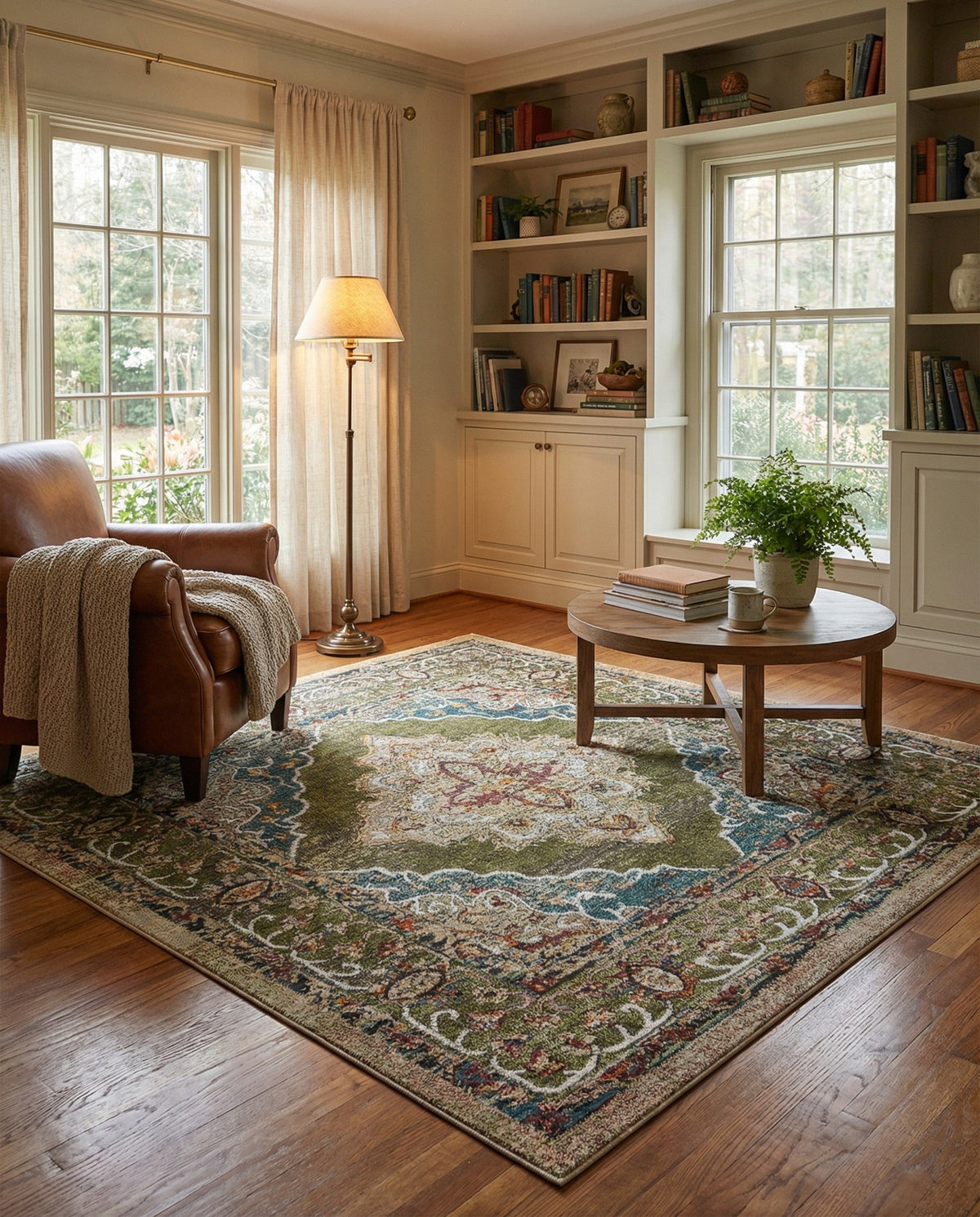 Savannah Soiree Collection Area Rug - Serengeti (Green) Square Green  lifestyle 102
