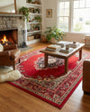 Tabriz Tapestry Collection Area Rug - Azerbaijan (Red) Rectangle Red  lifestyle 6