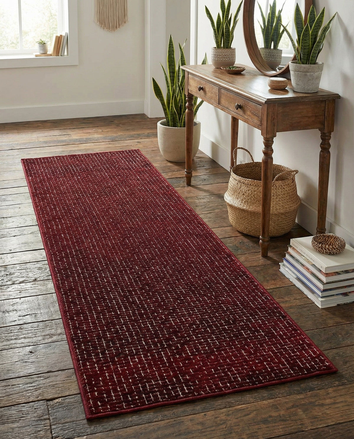 Aravalli Collection Area Rug -  Jaisalmer Runner Burgundy Red  lifestyle 194