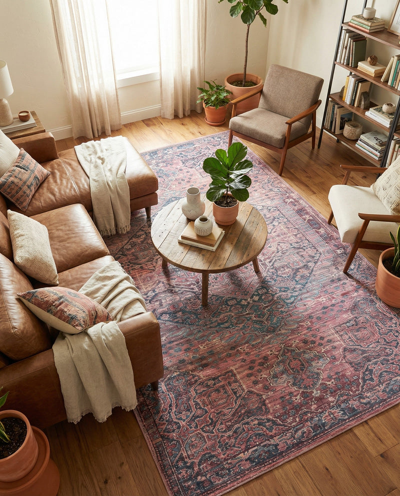 Zahara Oasis Collection Area Rug -  Agadir Rectangle Antique Rust Red  lifestyle 17