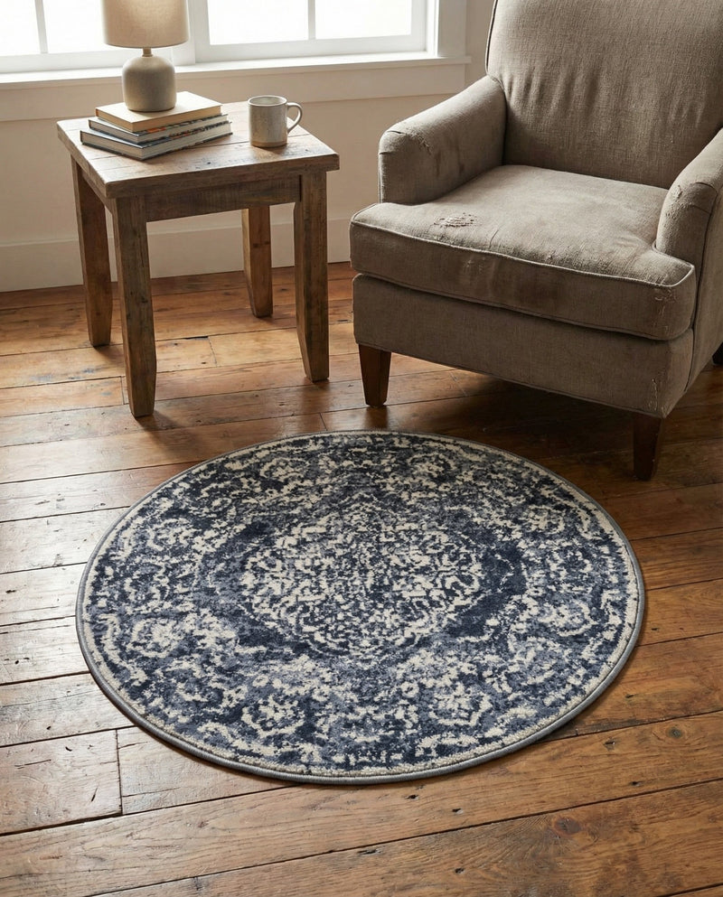 Cambridge Classics Collection Area Rug -  Magdalene (Blue) Round Blue  lifestyle 36