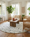 Berber Lattice Shag Collection Area Rug - Atlas (Ivory) Round Ivory  lifestyle 43