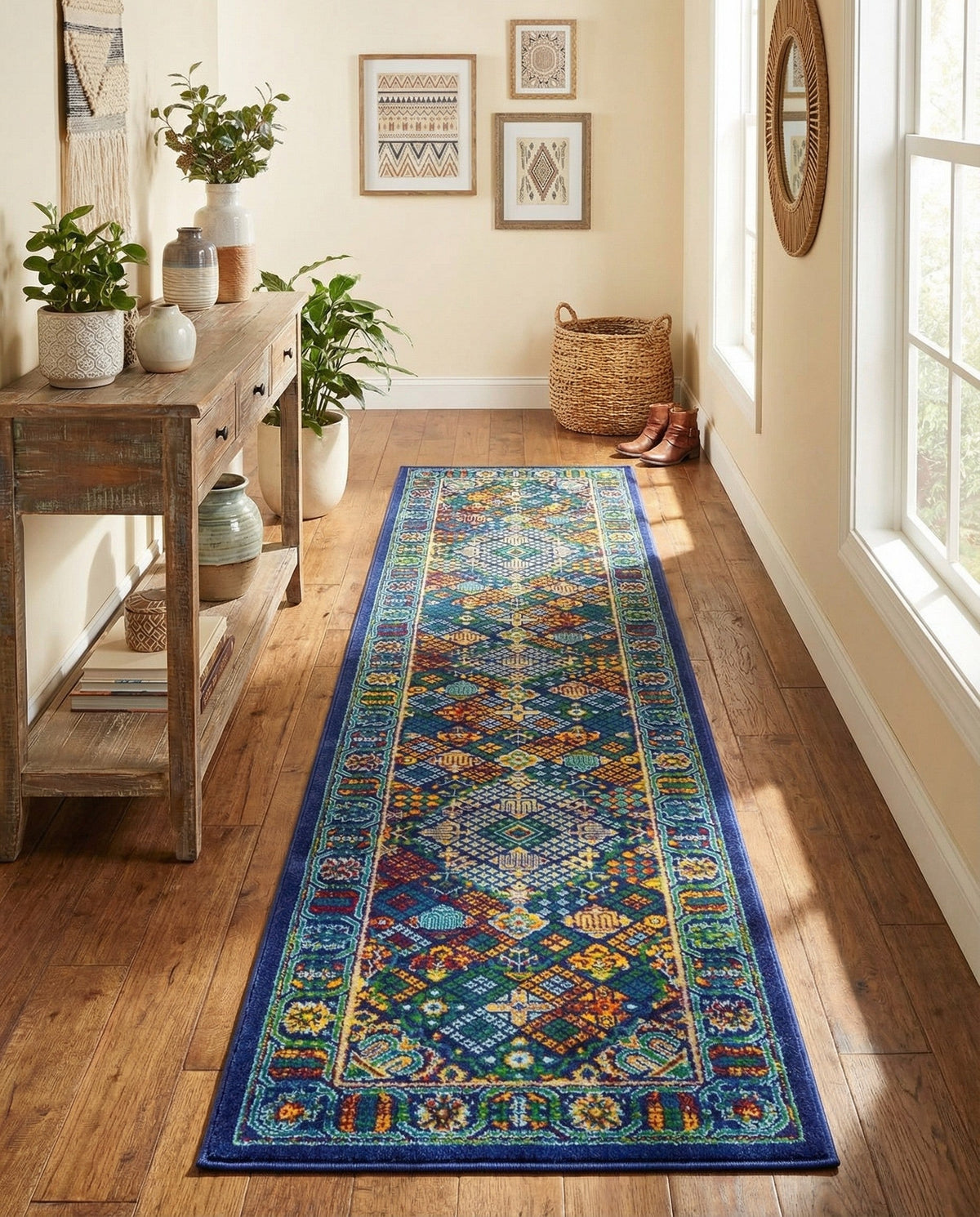 Caribbean Cove Collection Area Rug -  Mustique Runner Navy Blue  lifestyle 147