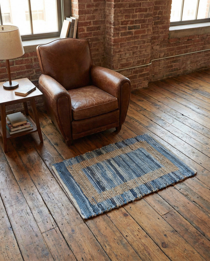 Osian Looms Collection Area Rug - Durham Rectangle Navy Blue  lifestyle 27