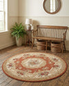 Versailles Elegance Collection Area Rug -  Louveciennes (Brick Red) Round Brick Red  lifestyle 56