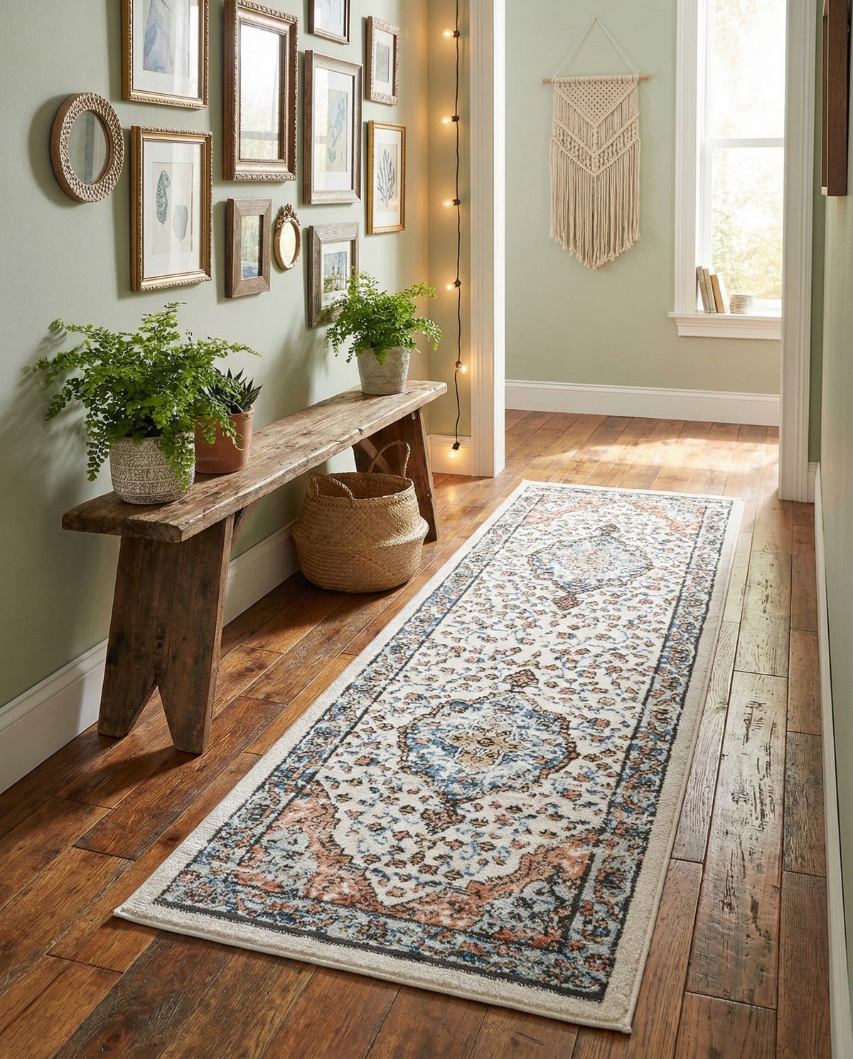 Mykonos Manor Collection Area Rug - Delos Runner Ivory  lifestyle 184