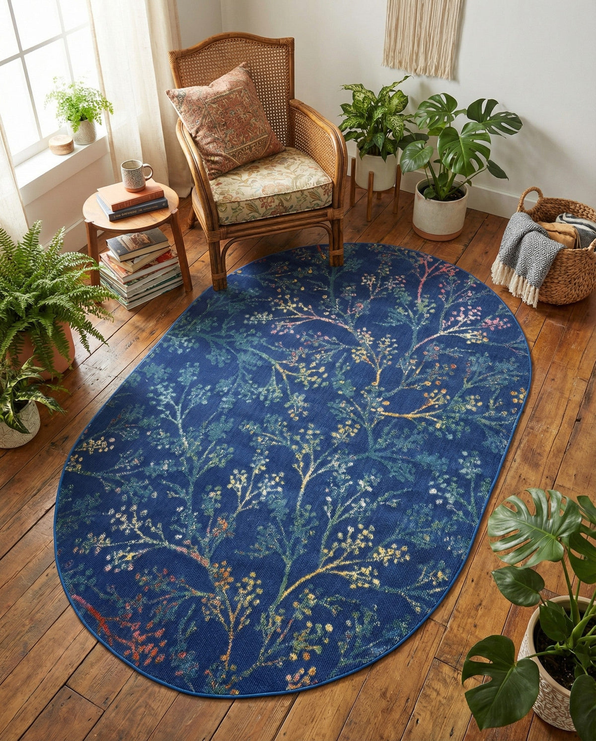 Meadow Breeze Collection Area Rug -  Sunbeam Oval Blue  lifestyle 161