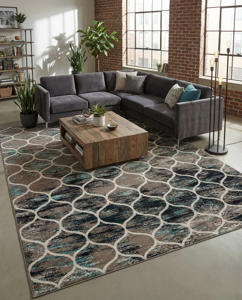 Trellis Mosaic Collection Area Rug -  Pergolatown (Blue Multi) Rectangle Blue Multi  lifestyle 13