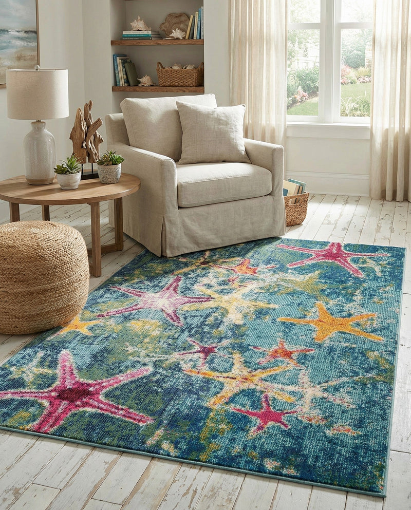 Sorrento Shores Collection Area Rug - Positano Rectangle Navy Blue  lifestyle 17