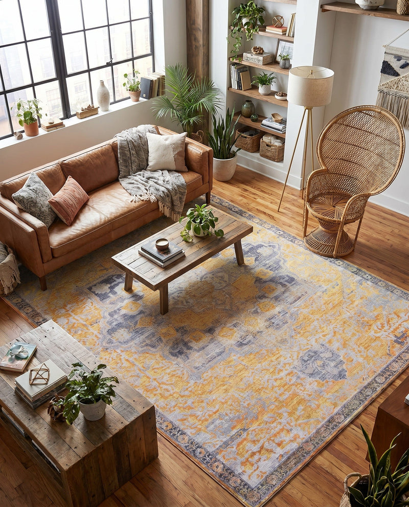 Baroque Era Collection Area Rug - Versailles (Tuscan Yellow) Rectangle Tuscan Yellow  lifestyle 8