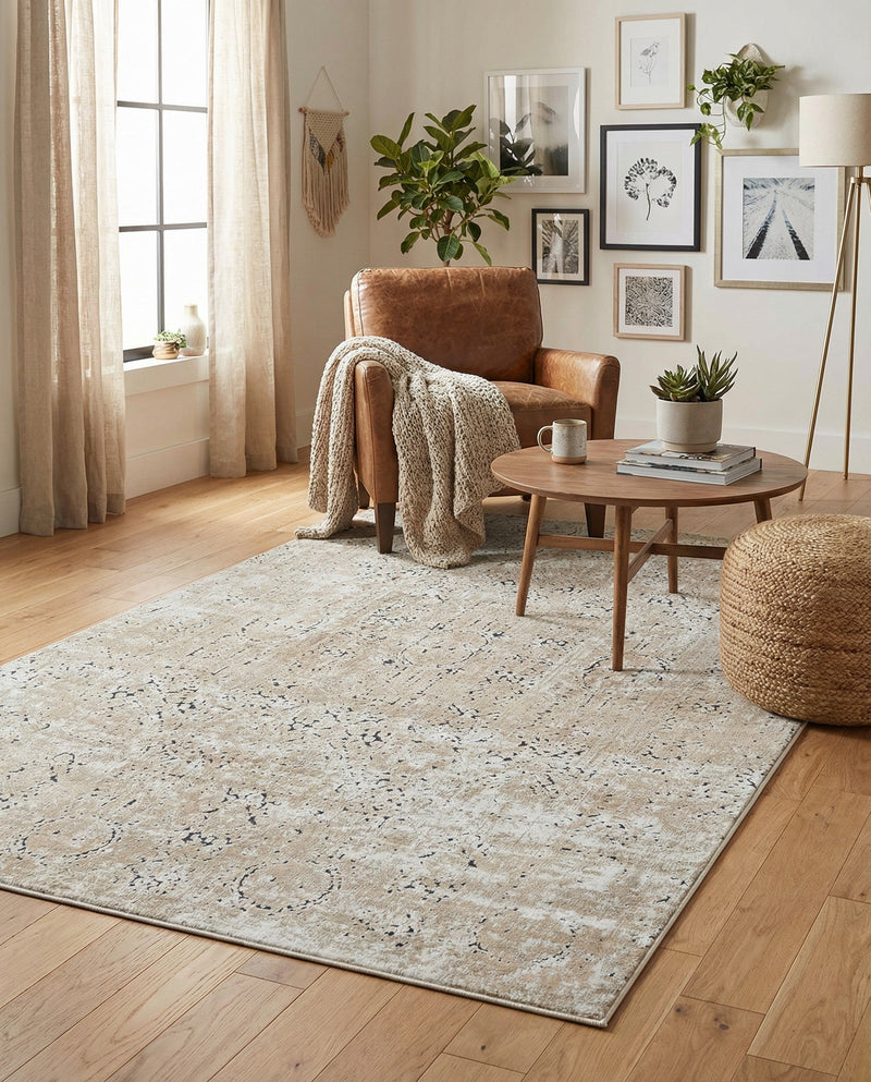 Coastal Manor Collection Area Rug -  Wavecrest Rectangle Beige  lifestyle 10