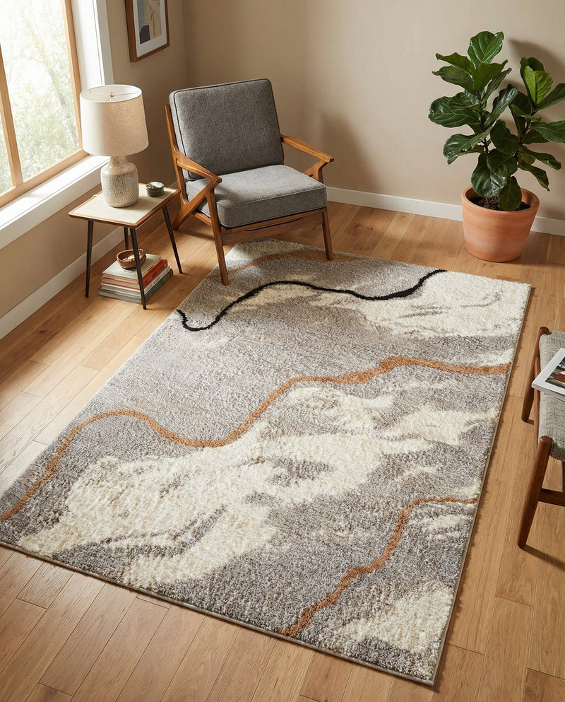 Sienna Collection Area Rug -  Tuscany Rectangle Gray and Ivory  lifestyle 22