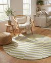 Seaside Stripes Collection Area Rug - Cabana (Green) Round Green  lifestyle 36