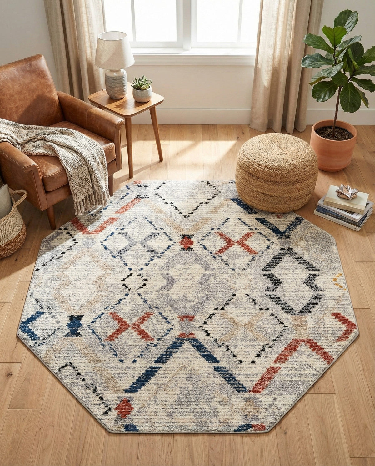 Santa Fe Trails Collection Area Rug - Canyon Octagon Multi  lifestyle 94