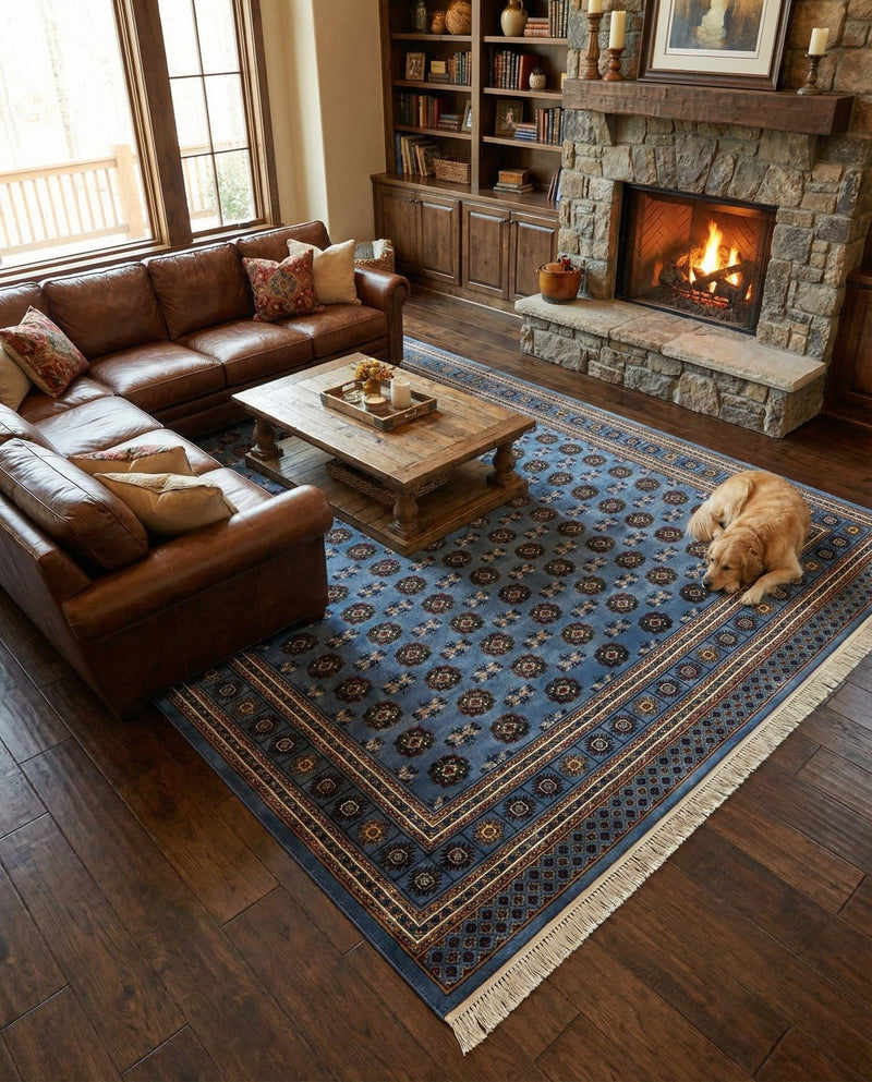 Samarkand Elegance Collection Area Rug -  Margilan (Blue) Rectangle Blue  lifestyle 13