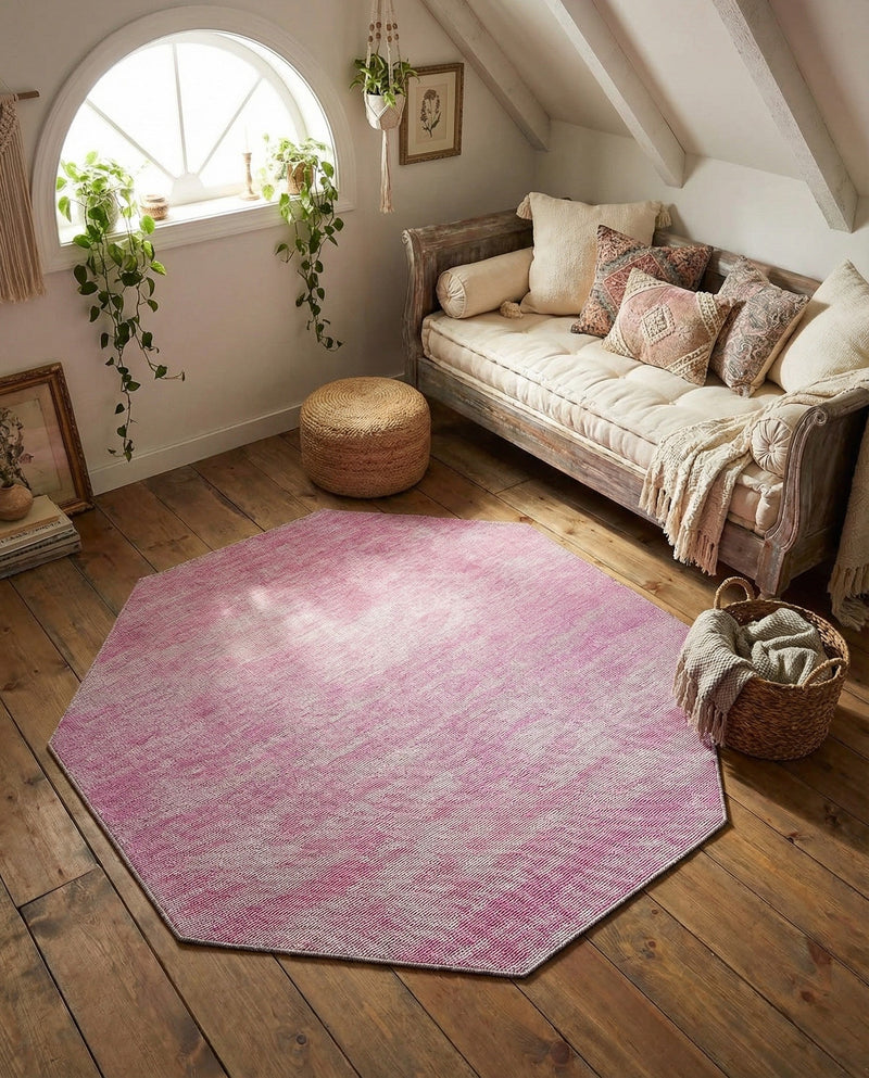 Sahara Essence Collection Area Rug - Oasis (Pink) Octagon Pink  lifestyle 38