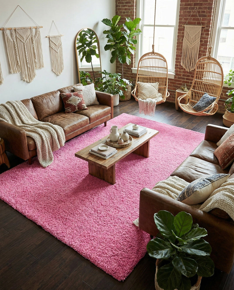 Plush Oasis Collection Area Rug - Serenity (Taffy Pink) Rectangle Taffy Pink  lifestyle 27