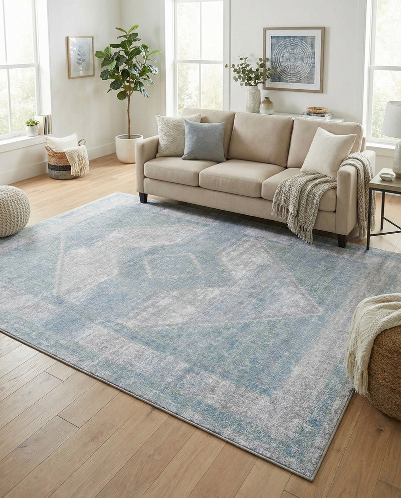 Aegean Elegance Washables Collection Area Rug -  Delos Rectangle Gray Green  lifestyle 48