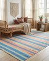 Coastal Stripe Dhurrie Collection Area Rug - Seashore Rectangle Multi  lifestyle 35