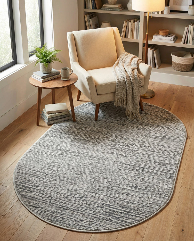 Bloomsbury Elegance Collection Area Rug -  Kensington (Gray) Oval Gray  lifestyle 42