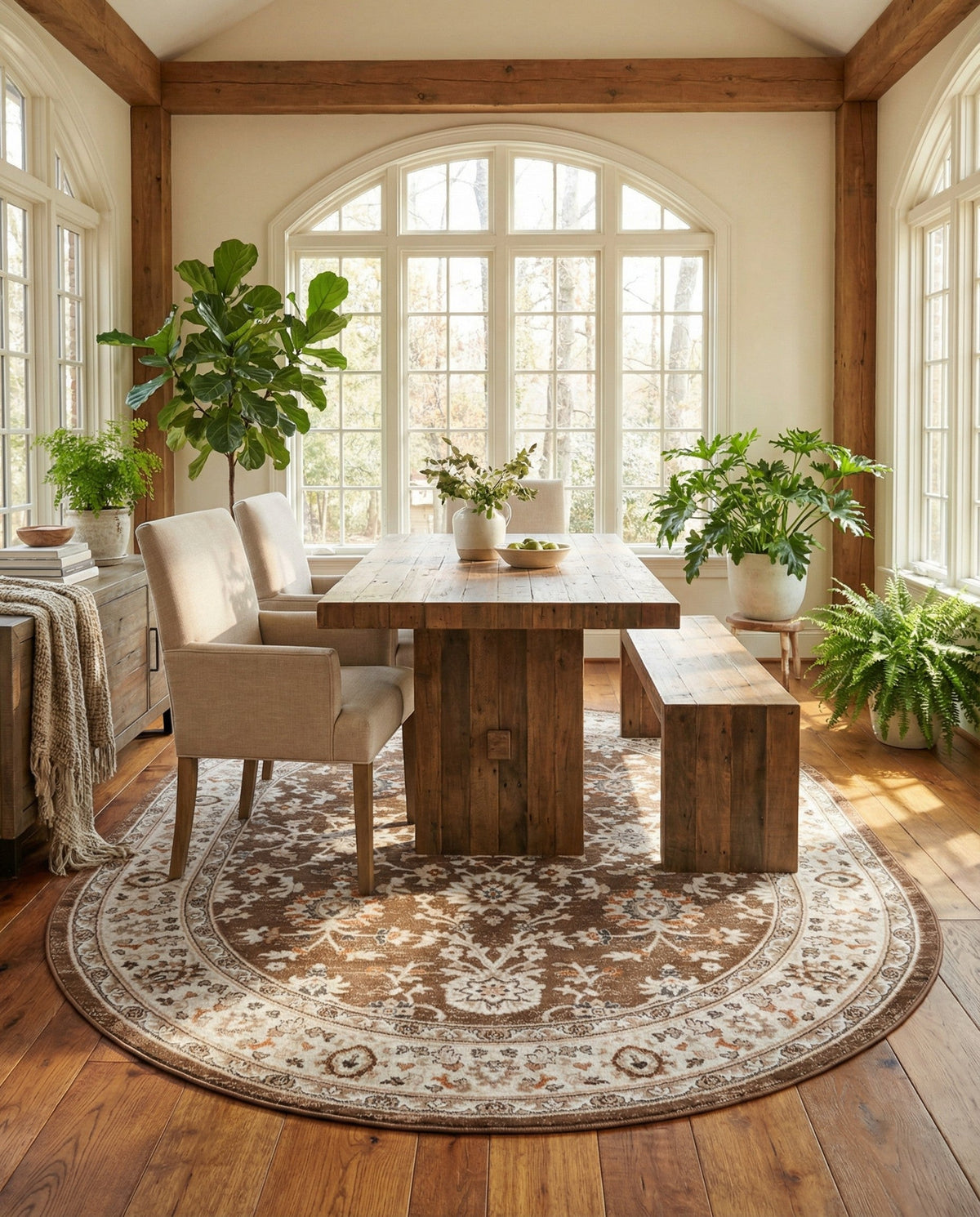 Savannah Elegance Collection Area Rug - Augusta (Brown) Oval Brown  lifestyle 95