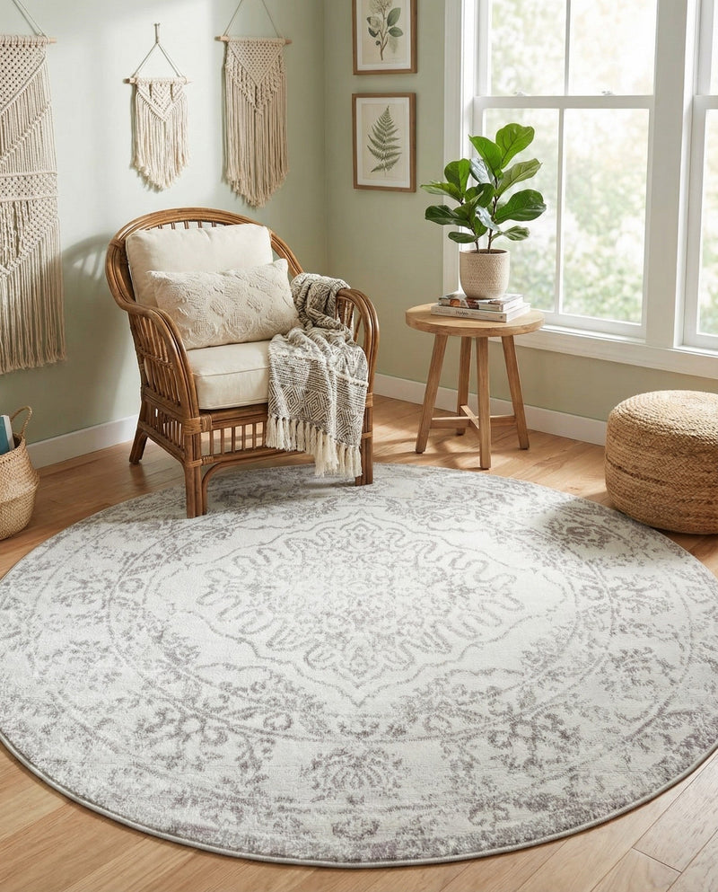Cambridge Classics Collection Area Rug -  Magdalene (Ivory) Round Ivory  lifestyle 66