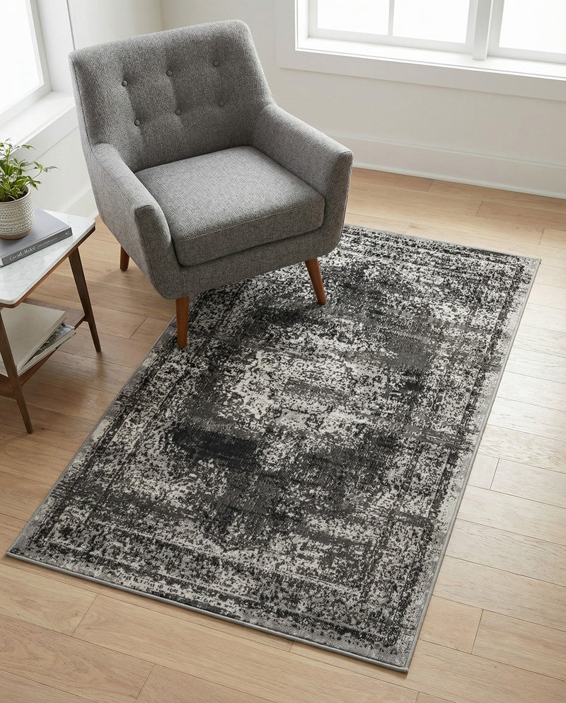 Geneva Terrace Collection Area Rug -  Vevey Rectangle Gray  lifestyle 34