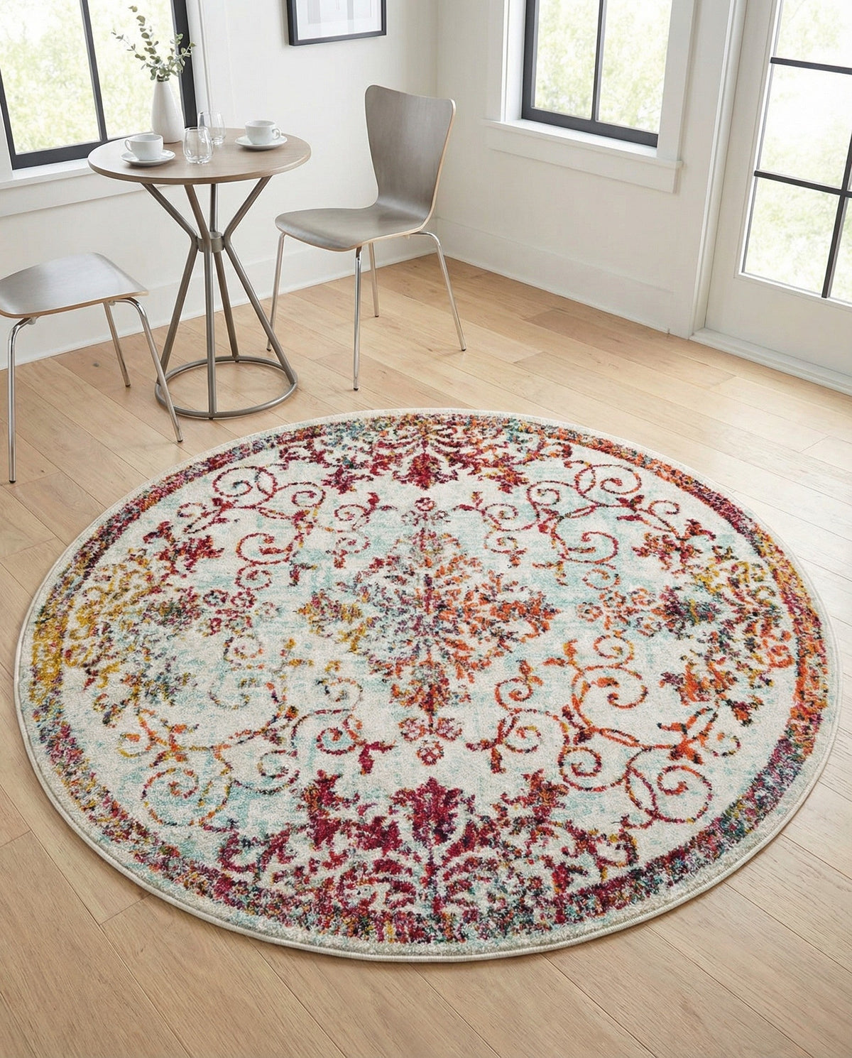 Brighton Terrace Collection Area Rug -  Saltdean Round Ivory  lifestyle 102