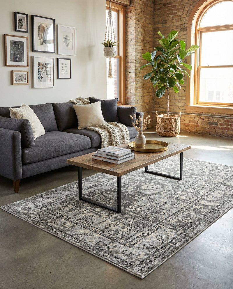 Horizon Collection Area Rug -  Zenith Rectangle Gray  lifestyle 43