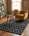 Mediterranean Lattice Collection Area Rug - Santorini (Black and White) Rectangle Black and White  lifestyle 10