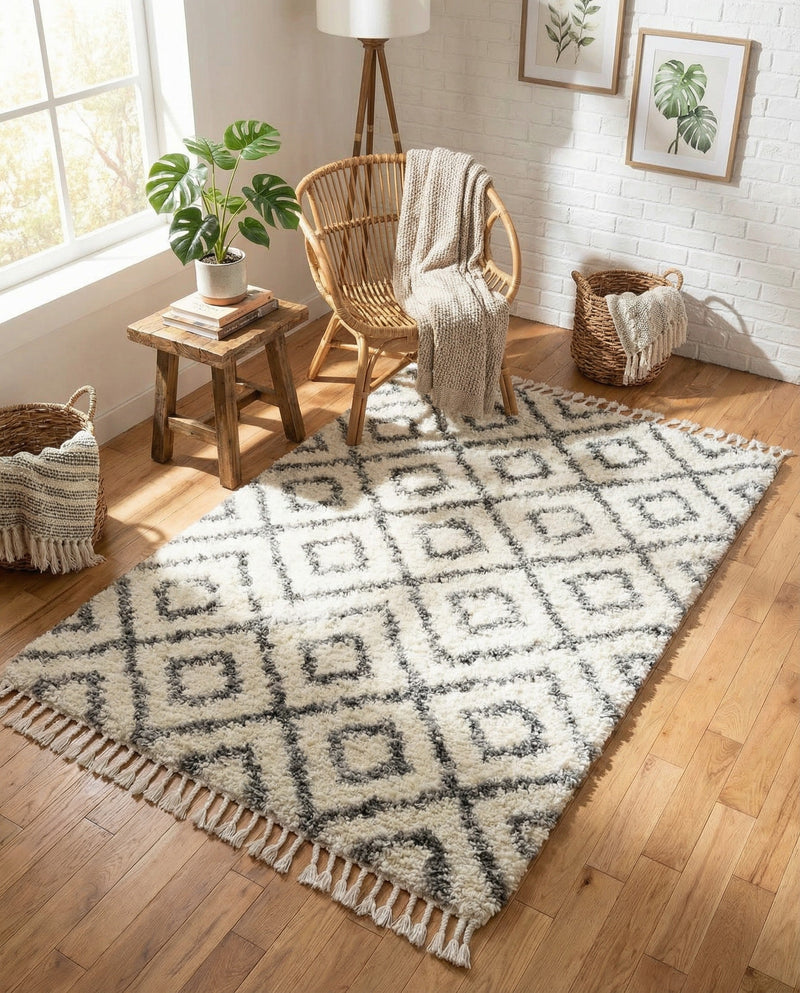 Cozy Cove Shag Collection Area Rug -  Dunes Rectangle Ivory  lifestyle 48