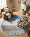 Zagros Shades Collection Area Rug -  Sisakht Round Blue Gray  lifestyle 60