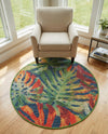 Coastal Terrace Collection Area Rug -  Pier Round Multi  lifestyle 70