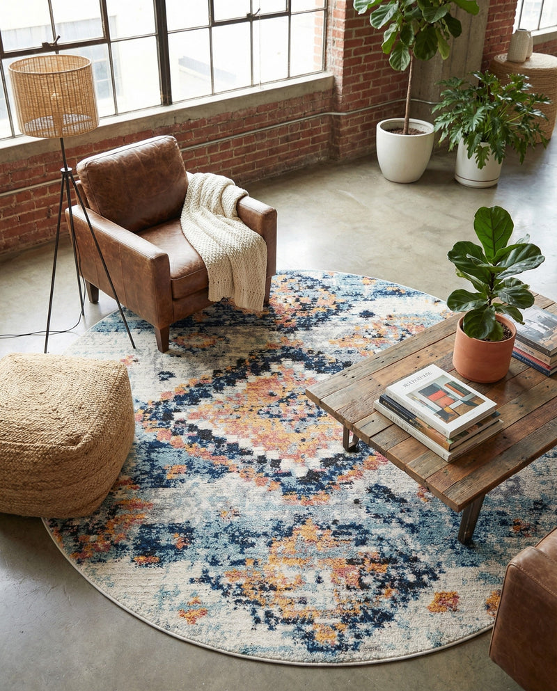 Tangier Treasures Collection Area Rug -  Fez Round Ivory  lifestyle 74