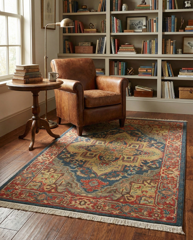 Persian Elegance Collection Area Rug -  Golestan Rectangle Navy Blue  lifestyle 47