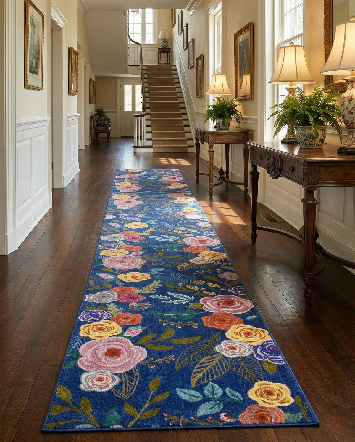 Meadow Breeze Collection Area Rug -  Petal Runner Blue  lifestyle 142