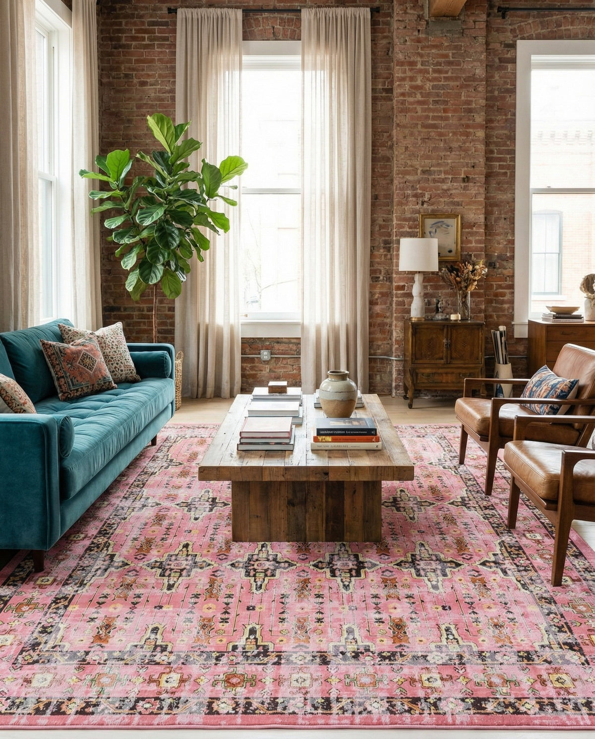 Geneva Terrace Collection Area Rug -  Nyon Rectangle Pink  lifestyle 20