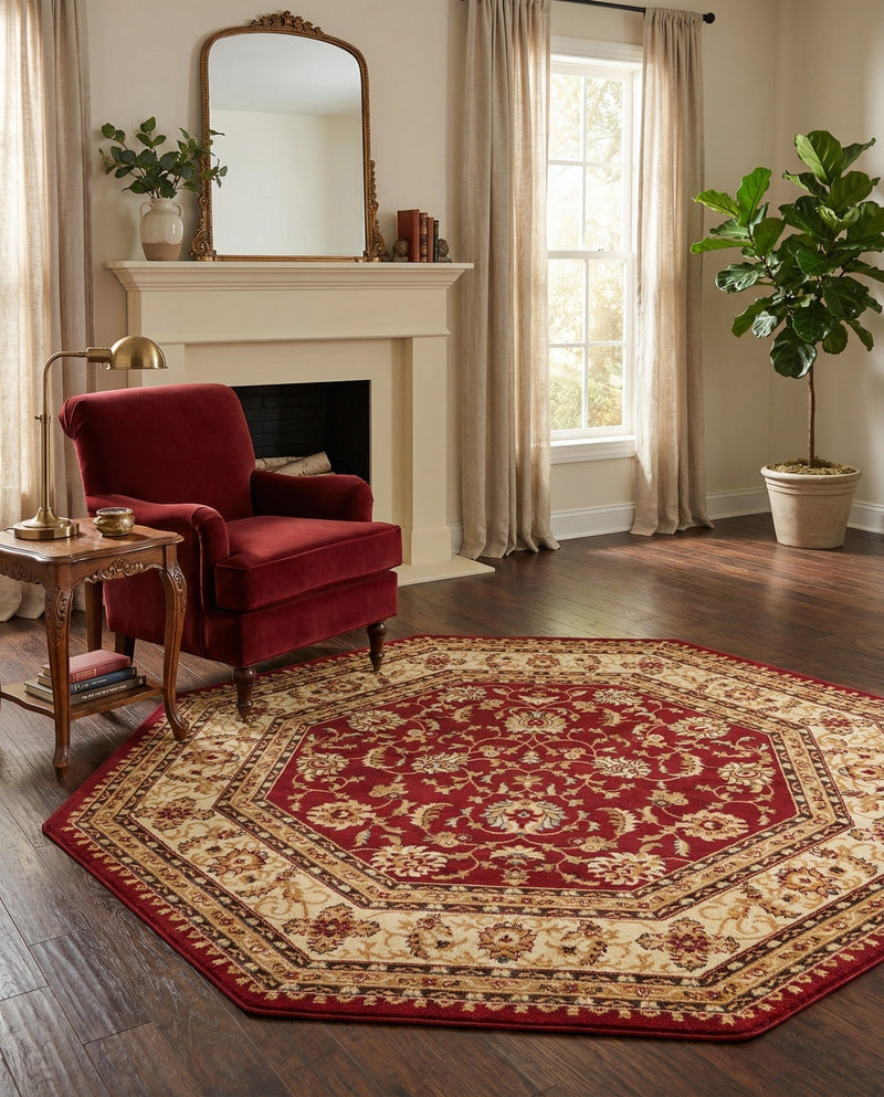 Jaipur Elegance Collection Area Rug -  Nahargarh (Red) Octagon Red  lifestyle 88