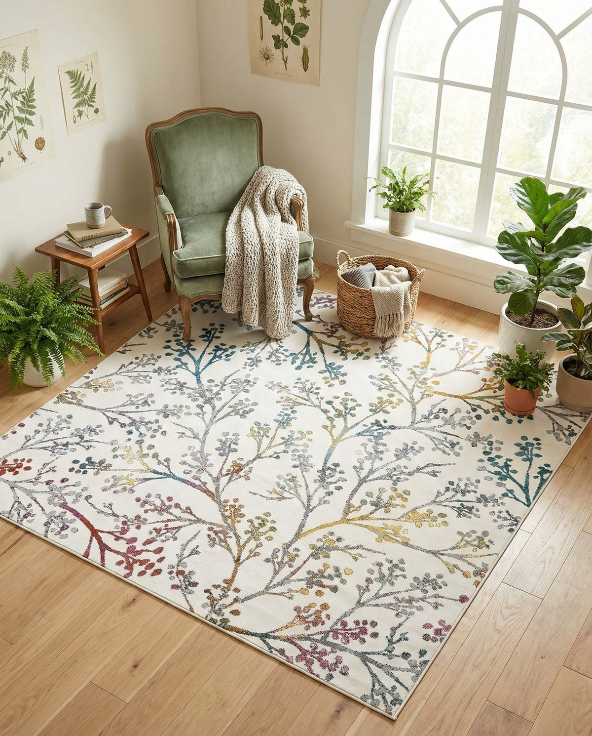 Meadow Breeze Collection Area Rug -  Sunbeam Square Ivory  lifestyle 77
