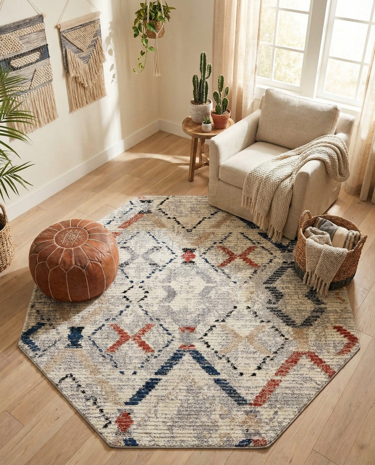 Santa Fe Trails Collection Area Rug - Canyon Octagon Multi  lifestyle 95