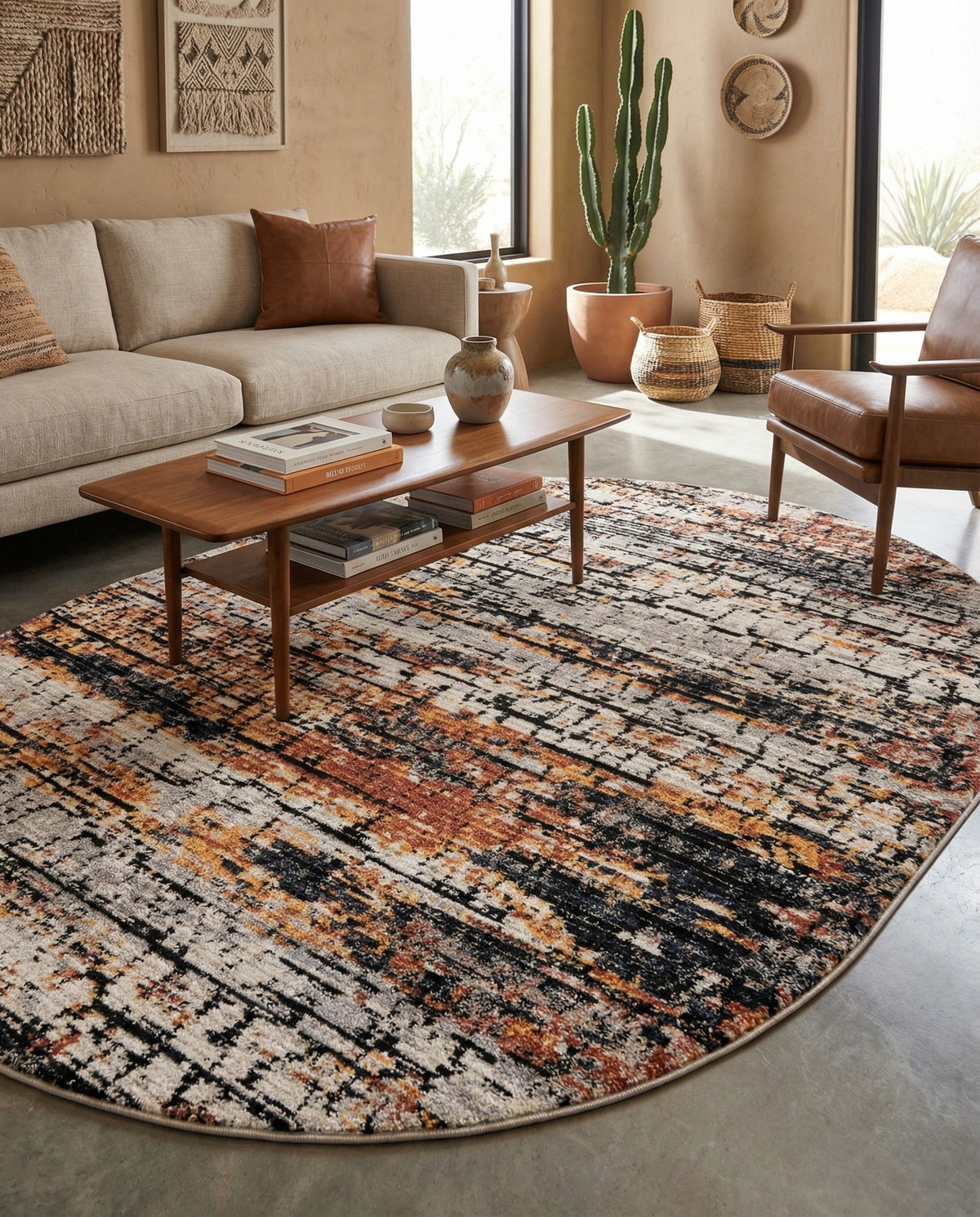 Santa Fe Trails Collection Area Rug -  Chaparral Oval Multi  lifestyle 67