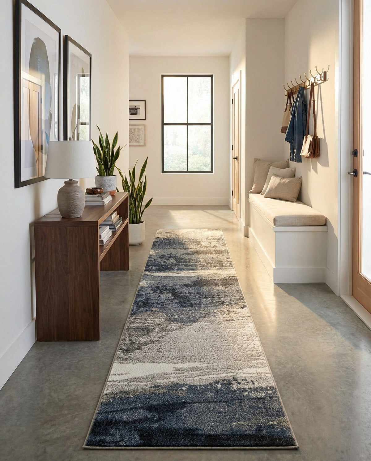Copenhagen Edge Collection Area Rug - Nyhavn Runner Blue  lifestyle 163