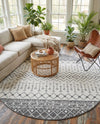 Mediterranean Lattice Collection Area Rug -  Casablanca (Ivory and Gray) Round Ivory and Gray  lifestyle 49
