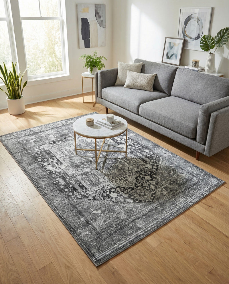 Casablanca Tapestry Collection Area Rug - Fes Rectangle Steel gray  lifestyle 65