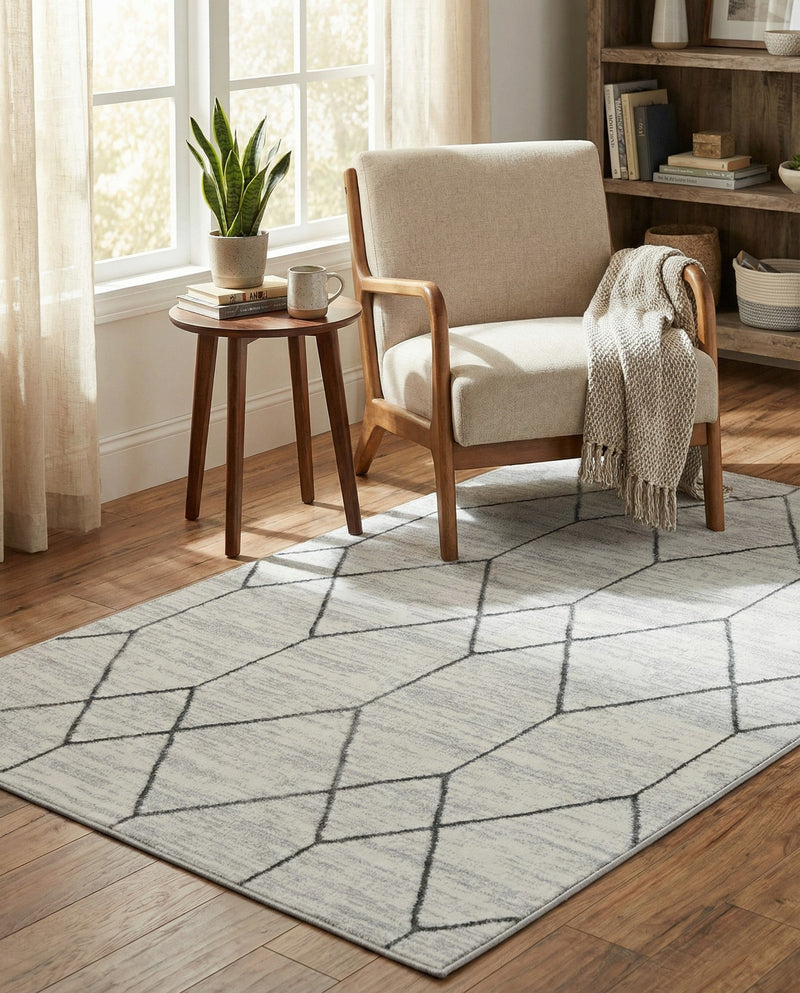 Garden Maze Retreat Collection Area Rug -  Greenbower Rectangle White  lifestyle 12
