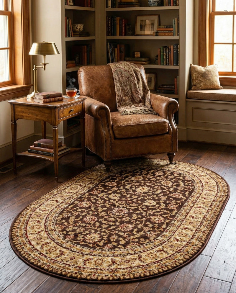 Jaipur Elegance Collection Area Rug -  Nahargarh (Brown) Oval Brown  lifestyle 56