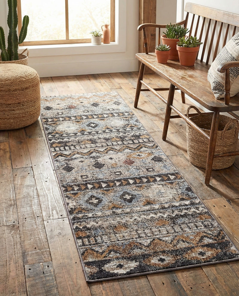 Desert Modern Eco Rug Series Collection Area Rug -  Sonora Runner Khaki Gray  lifestyle 67