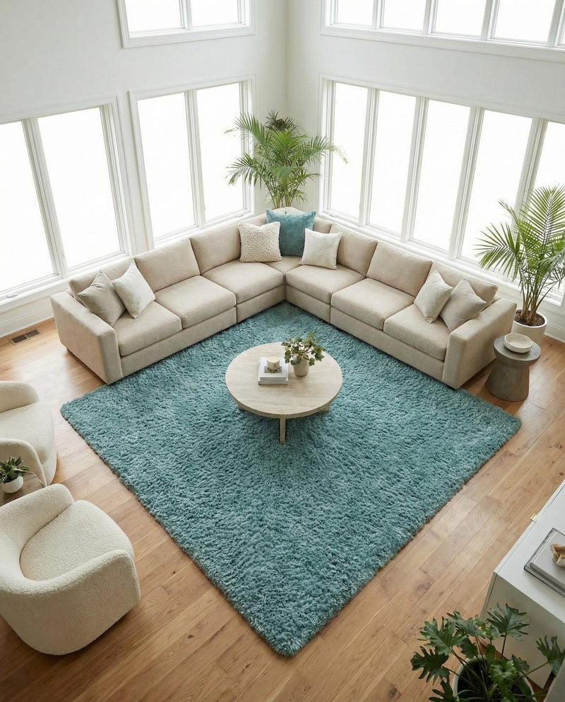Eternal Plush Oasis Collection Area Rug -  Tranquility (Slate Blue) Square Slate Blue  lifestyle 56