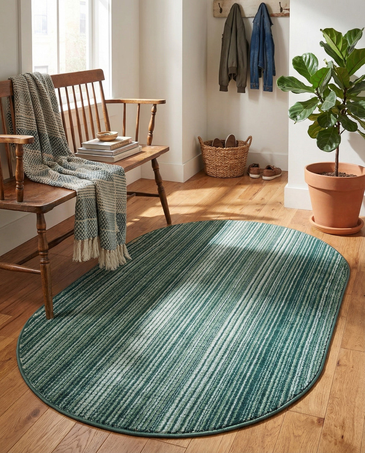 Jewel Oasis Collection Area Rug - Sapphire (Green) Oval Green  lifestyle 103